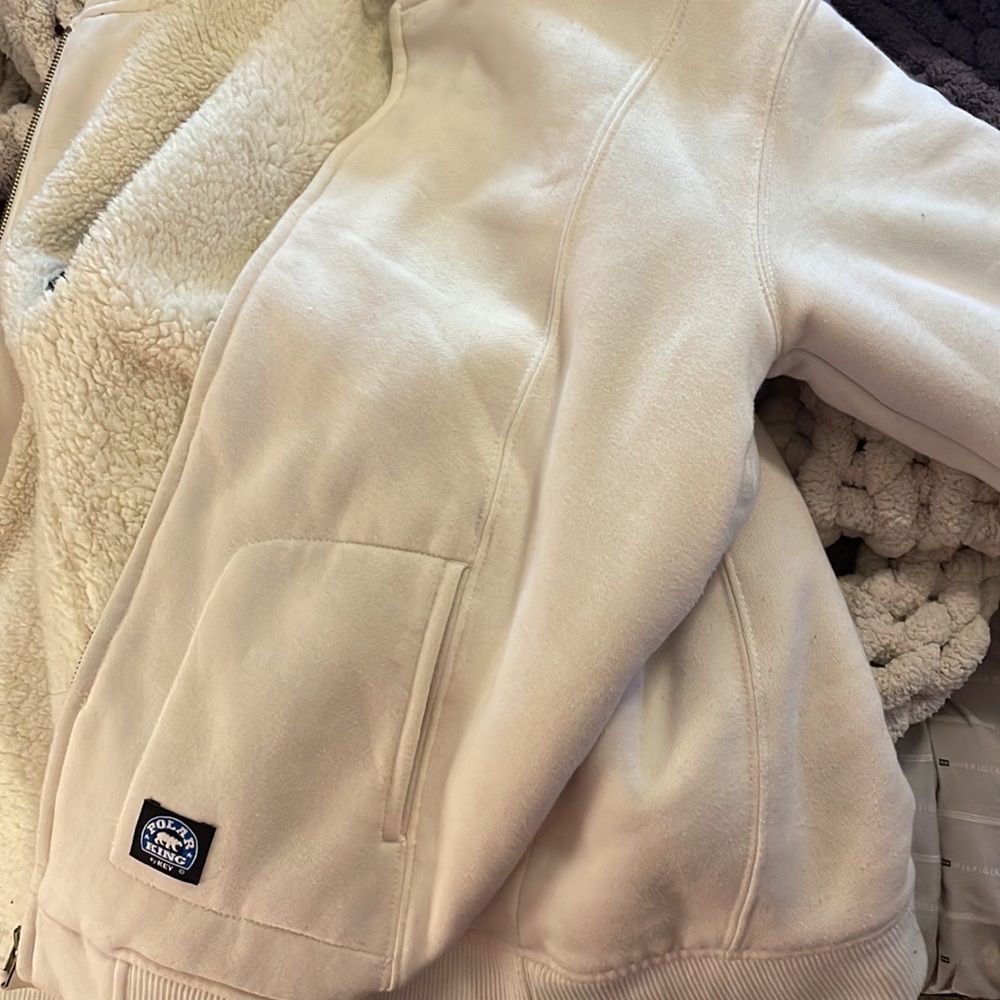 white polar king zip up hoodie